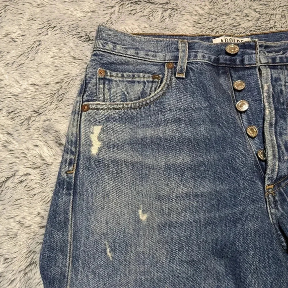 Agolde Blue Jeans Jamie Classic High Rise Distressed 25 - Picture 7 of 13